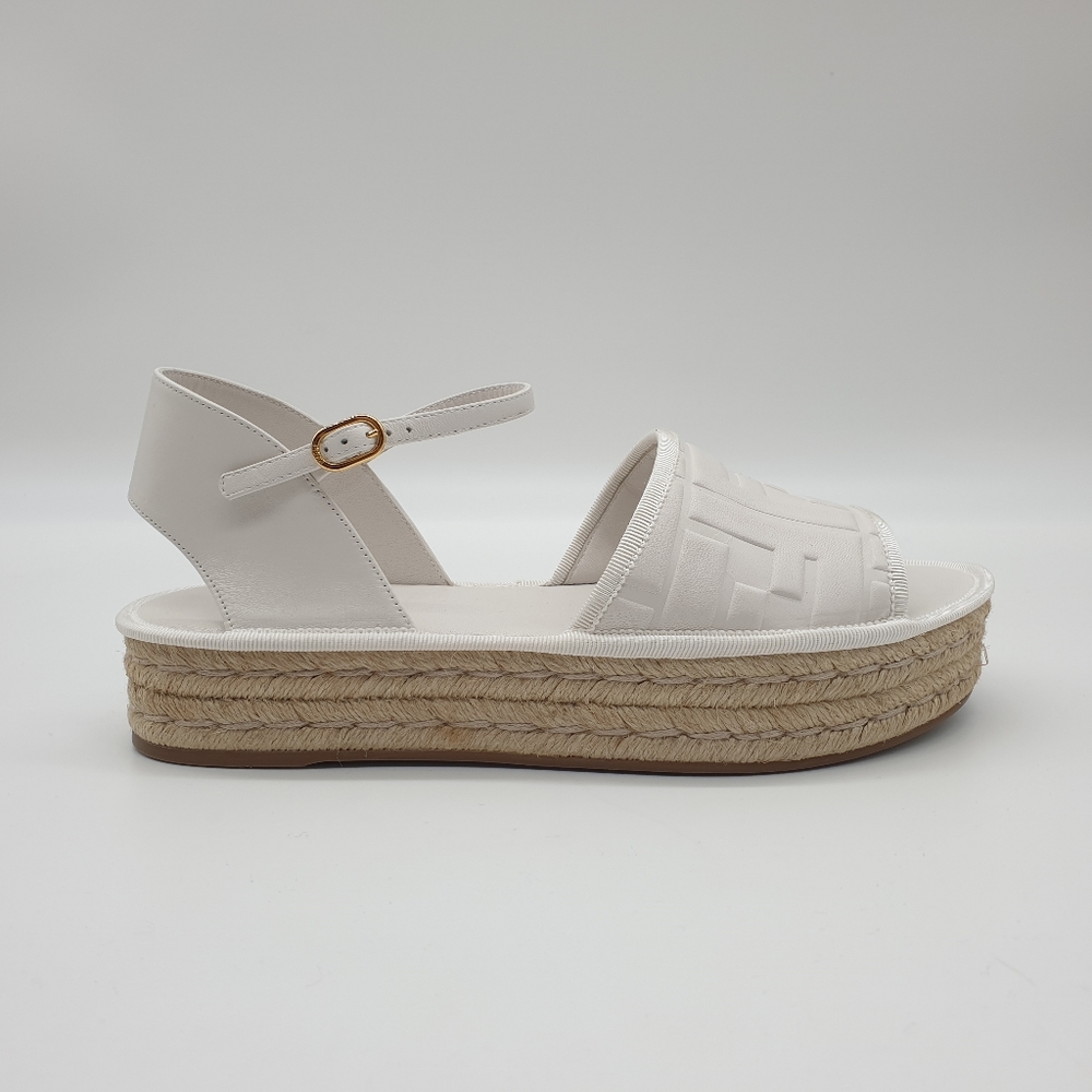 Fendi FF monogrammed leather espadrilles white NIB - Picture 9 of 9